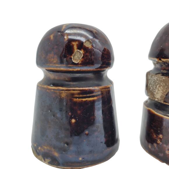 Lot 3 Brown Ceramic Insulators Beehive Vintage Electrical Paper Weights Rustic - Picture 6 of 13